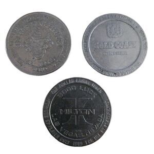 Lot of 3 Vintage 1980s Las Vegas Dollar Game Casino Tokens Collectible